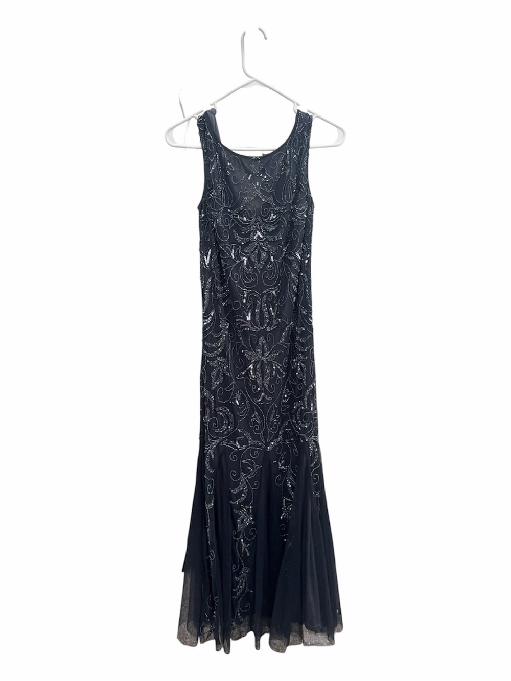 Beaded Dark Gray Evening Gown - Sleeveless Formal Dress